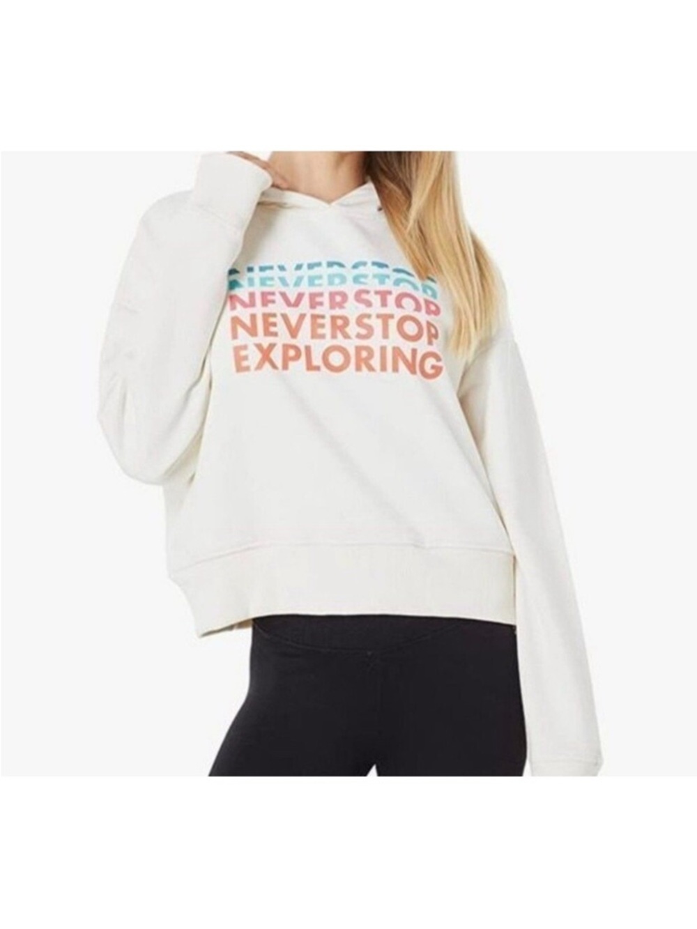 The North Face Play Cropped Gardenia White Hoodie Sz S EUC